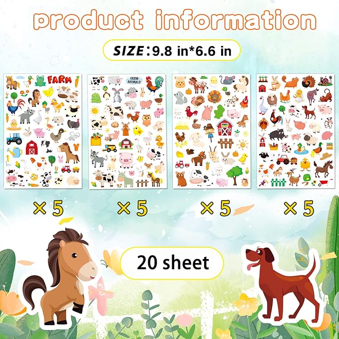 Farm Animal Stickers Cute Farm Barnyard Cow Sheep Horse Decal Sticker 875 - Image 3