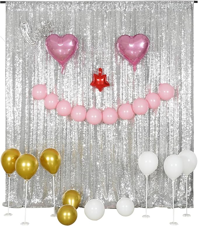 Poise3EHome Silver Sequin Backdrop, 20Ft x 10Ft Glitter Photography Background - Image 4
