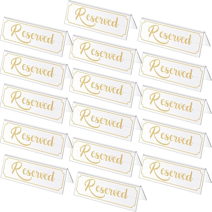 Jetec 16 Pieces Reserved Sign Acrylic Clear Reserved Table Tent Signs Table by Jetec