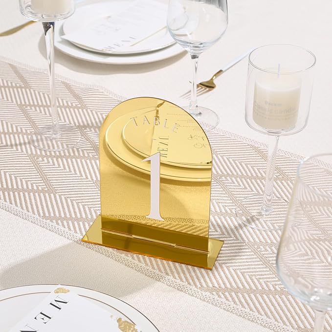 UNIQOOO Gold Mirror Arch Wedding Table Numbers - Image 6