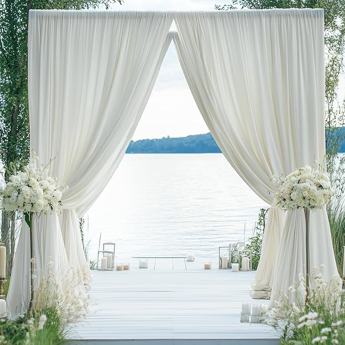 40×14ft Wrinkle Free Ivory Backdrop Curtain, Soft Silky Easy to Drape Cream - Image 3