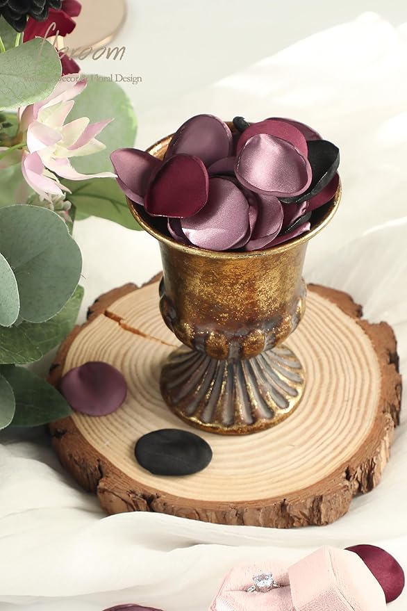 Floroom 300pcs Rose Petals Black Burgundy Faux Silk Flower Petals - Image 3