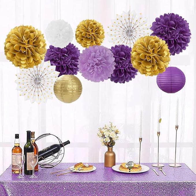 Purple-Lavender White Gold Party Decorations - Image 4
