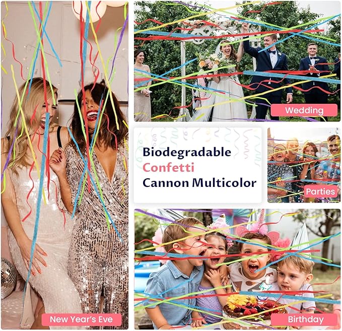 Confetti Cannon 12Inch Multicolor confetti popper party streamer Biodegradable - Image 4