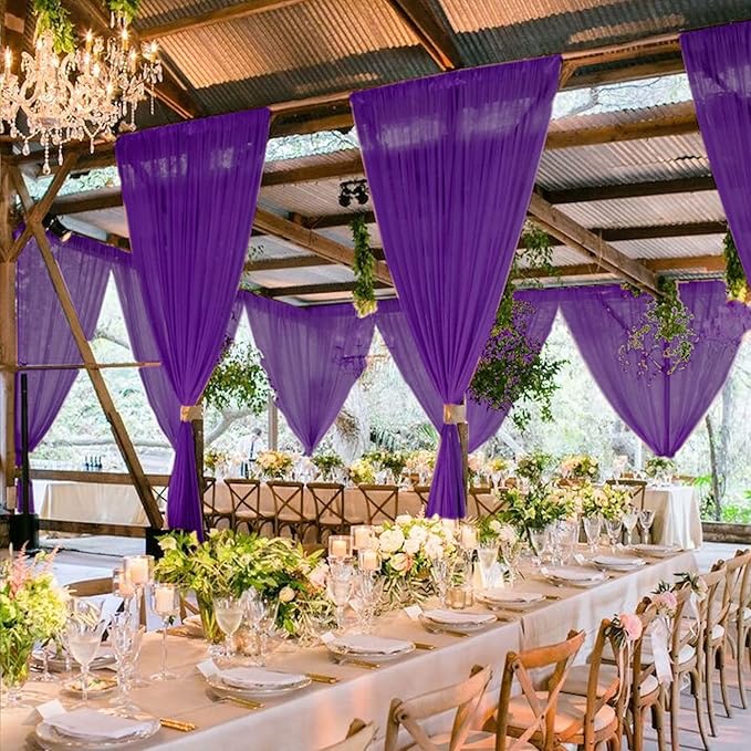 MODFUNS Ceiling Drapes for Weddings Purple Chiffon Sheer Ceiling Curtain 4 - Image 7