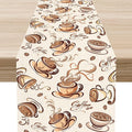 Coffee Time Table Runner, Farmhouse Retro Coffee Cup Tea Party Cafe Table by Unknown
