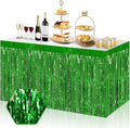 3 Pack 29x108 Inch Green Foil Fringe Table Skirts Metallic Banner by Ferwzsr