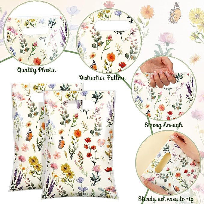 100 Pcs Wildfloral Gift Bags Vintage Wildflower Party Favor Bag - Image 2