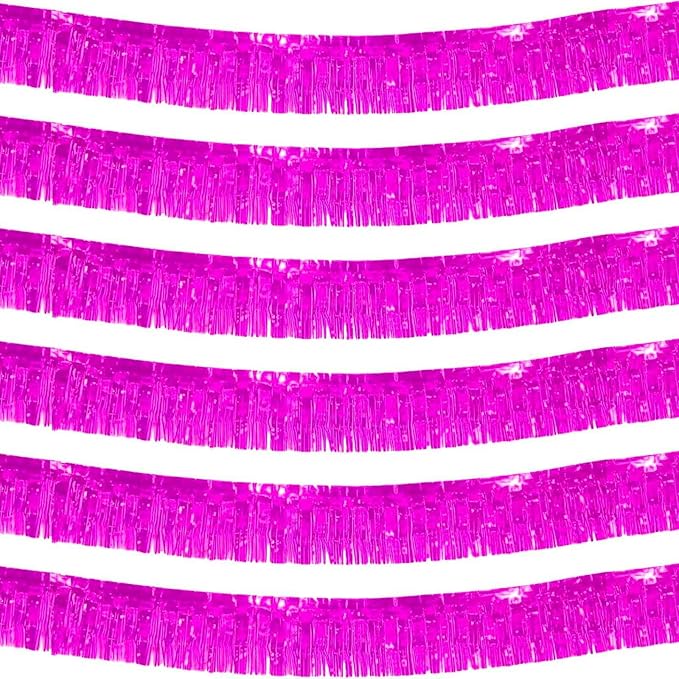 We Moment 6 Pack 10 Feet Hot Pink Foil Fringe Garland Streamers Metallic Tinsel by We+Moment