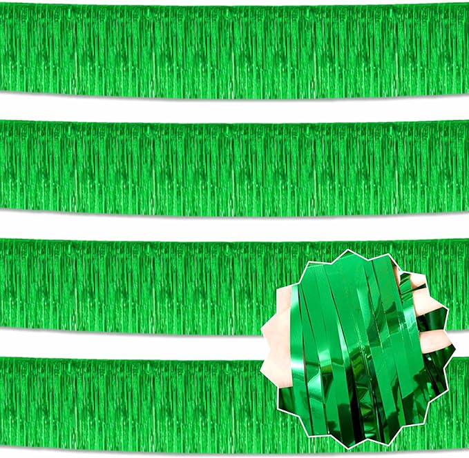 4 Pack 10 Ft Green Foil Fringe Garland Metallic Streamers Tinsel Banner Wall by LANTIANCHEN