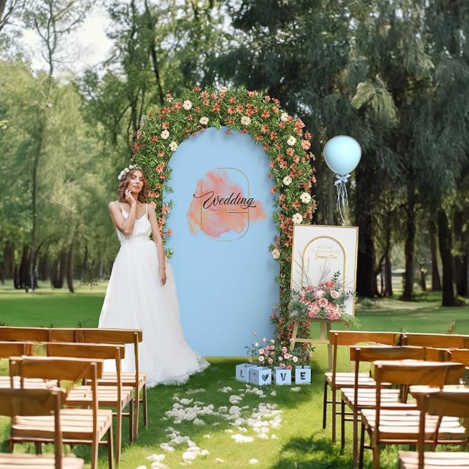 Arch Backdrop Stand Cover 8Ft Dusty Blue Thick Spandex Fabric Arch Backdrop - Image 2