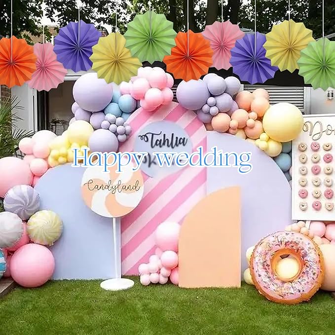 Pink Party Decorations, Baby Shower Decorations Party Paper Fans Bulk 8in - Image 7