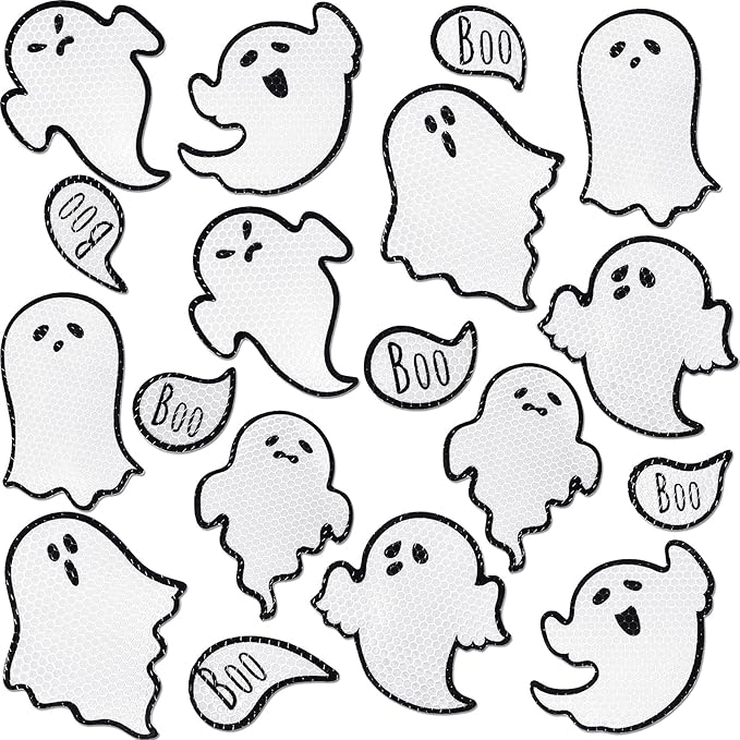Chinco 18 Pcs Halloween Ghost Car Magnets Reflective Ghost Boo Refrigerator - Image 7