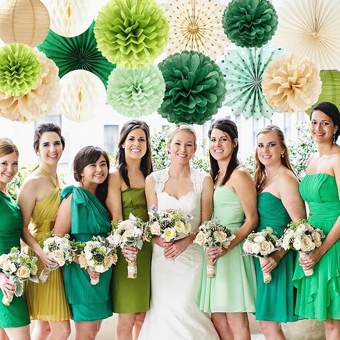 Sage-Green Boho Party-Decorations Paper-Flowers Lanterns - Image 7