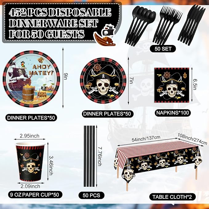 452 Pcs Pirate Party Supplies Decorations - Image 2