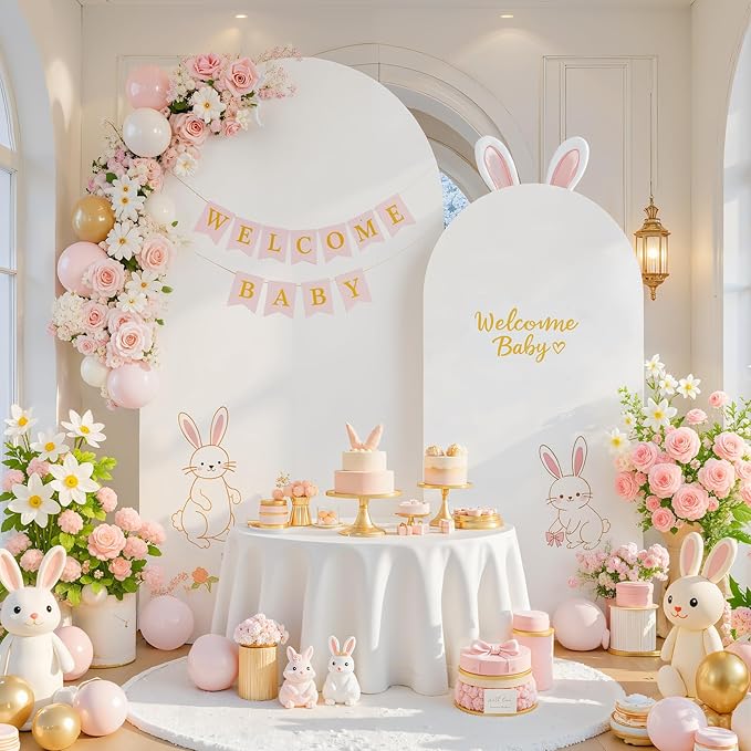 White and Beige Arch Backdrop Cover - Image 6