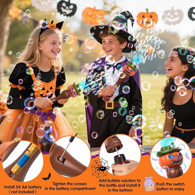 Halloween Pumpkin Bubble Wand for Kids - Image 3