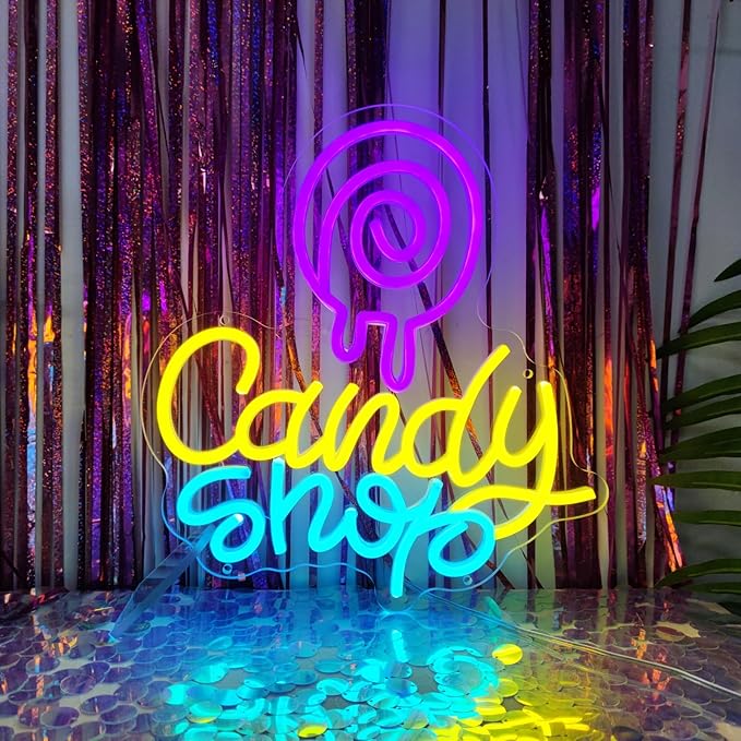 Candy Neon Sign Candy Bar Signs Candy Shop Neon Candy Sign Cherry Neon Signs - Image 2