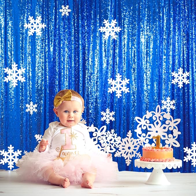 ShinyBeauty Shimmer Royal Blue Backdrop Curtain 7Ftx7Ft Photo Backdrops Blue - Image 2