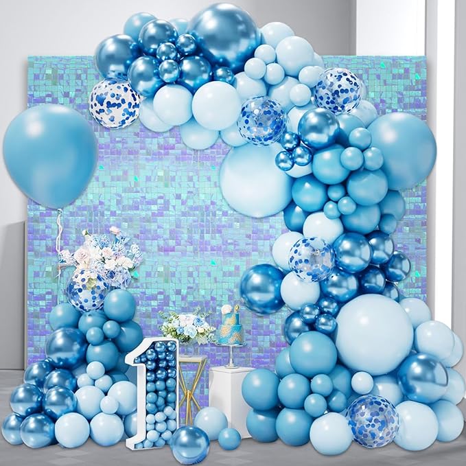 12PCS Colorful Ice Blue Shimmer Wall Backdrop, Square Sequin Photo Backdrops - Image 6