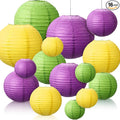 Riakrum 16 Pcs Yellow Green Purple Paper Lanterns Birthday Party Decorations by Riakrum