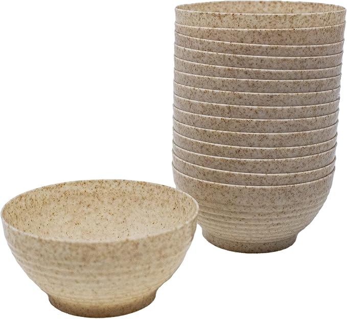 50 Pack Eco-Wheat 3 oz. Asian-Style Mini Wheat Plastic Bowl - Image 7