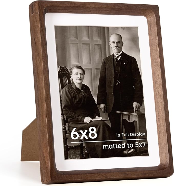 6x8 Frame USA-Sourced Natural Walnut Wood Solid Wood Photo Frame Handcrafted by Dreamland