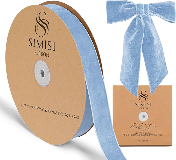 Blue Velvet Ribbon 1'' 25 Yards by SIMISIRIBBON