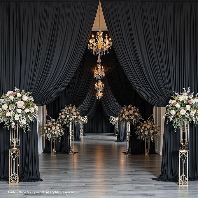PartyVillage 60ft×15ft Black Backdrop Curtain - Image 3