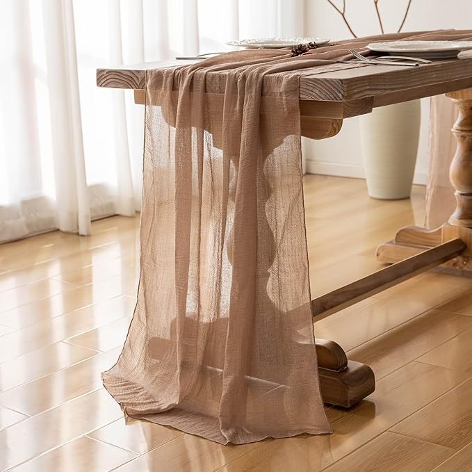 6pcs Nude Gauze Rustic Cheesecloth Table Runner 120 Inch 10 FT - Image 5