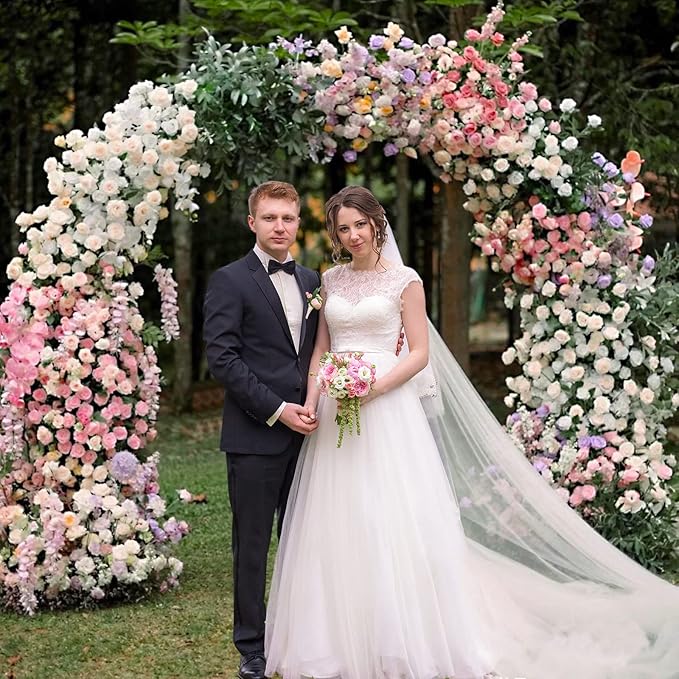 Wokceer Wedding Arch 7.2FT Round Backdrop Stand Gold Metal Circle Backdrop - Image 4