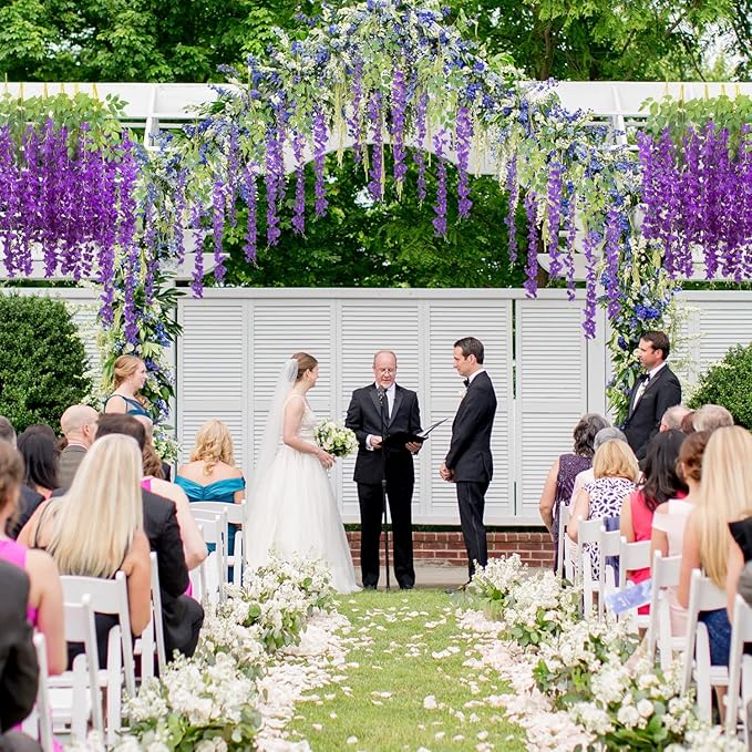 24 Pack Artificial Fake Wisteria Vine Ratta Hanging Garland Silk Flowers String - Image 7