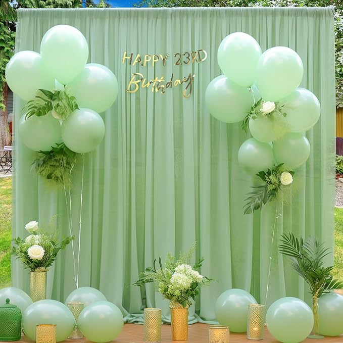 20ft X 10ft Olive Green Tulle Backdrop Curtain - Image 3