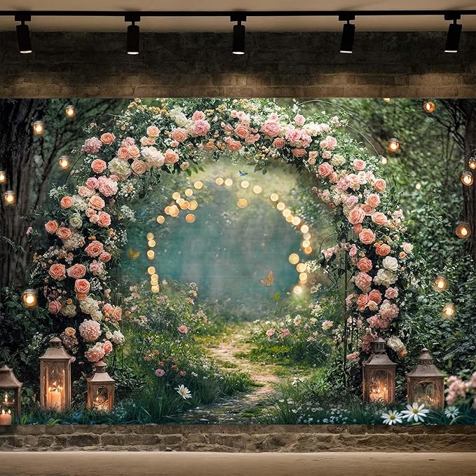 6x4ft Enchanted Forest Wedding Photography Backdrop Wonderland Roses Fairy Tale - Image 2