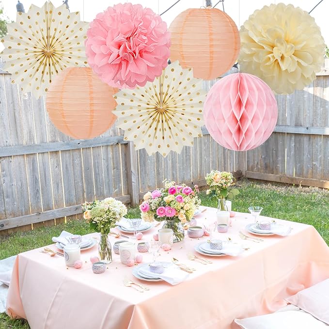 Pink Peach Gold Party Decorations - Image 5