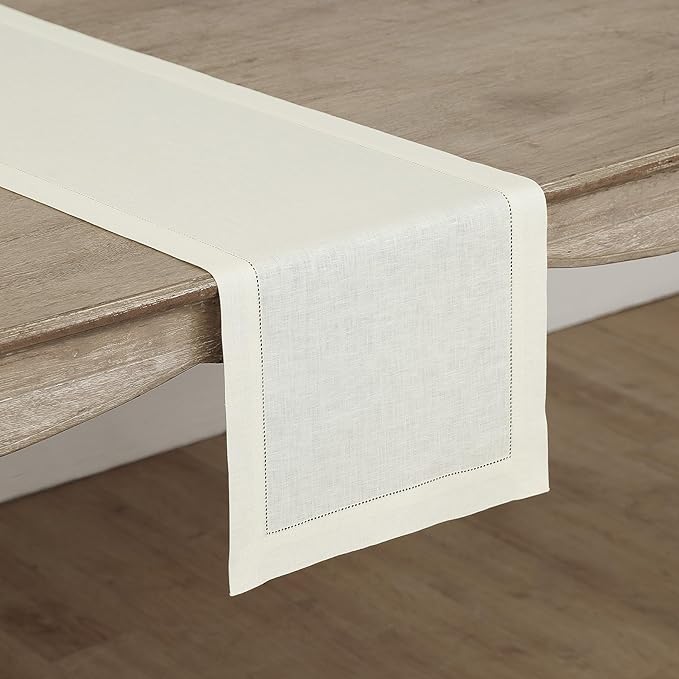 Solino Home Linen Ivory Table Runner 90 Inches Long - Image 2