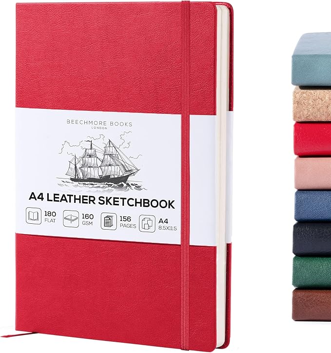 Beechmore Books A4 Sketchbook – 8.5x11 Premium Vegan Leather Bound Large Sketch by BeechmoreBooks