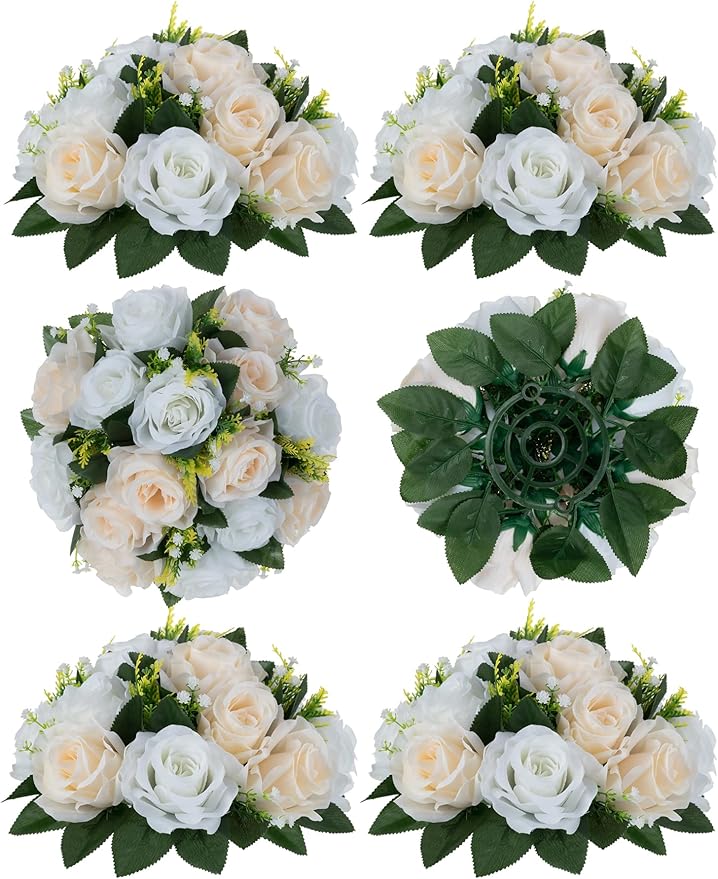 Flower Balls Wedding Rose Centerpieces: 6 Pcs Fake Flowers by Blosmon