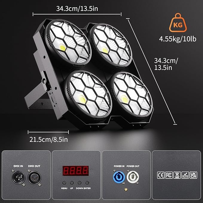Stage Lights, 4X100W COB Spotlight LED Par Can Retro Lights, 2 in 1 Cool White - Image 7