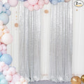 ShinyBeauty Sequin Curtains 2 Panels Silver 2FTx8FT Sequin Photo Backdrop by ShinyBeauty