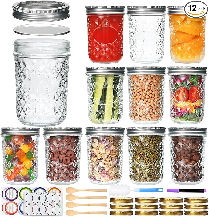Wide Mouth Mason Jars 12Pack, Mason Jars 16 oz by Ufrount