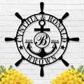 Customized Family Name Sign, Nautical Wall Decor, Anchor Compass Metal Sign by EXUNART