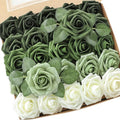 Floroom Artificial Flowers 25pcs Real Looking Forest Green Ombre Colors Foam by Floroom