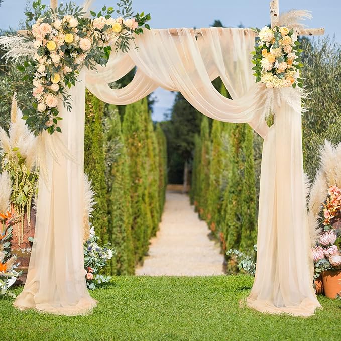 Arch Drapes for Wedding Arch Draping Fabric Champagne Sheer Backdrop Curtain - Image 2