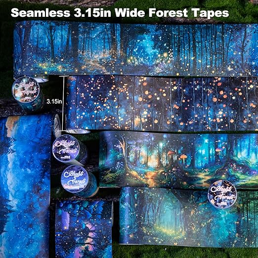 Night Forest Seamless Washi Tape Scrapbook Kit – 6 Rolls - Image 4