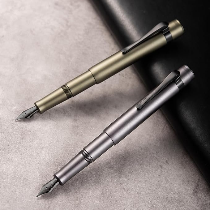 Hongdian M2 Black Forest Mini Fountain Pen, Bent Nib & Sleek Shape Aluminium - Image 5