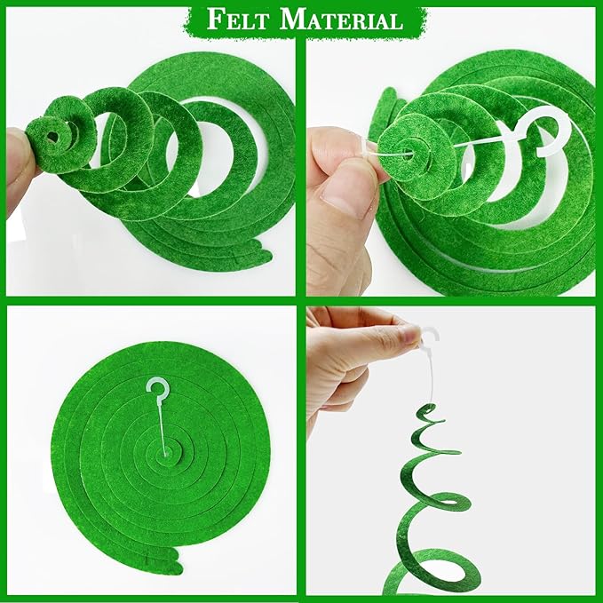 36Pcs Green Hanging Swirl Decorations Ombre Green Felt Swirl Streamer Spiral - Image 3