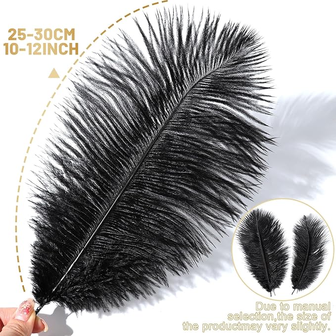 FANDAMEI Black Ostrich Feathers, 10-12 inch, Feathers - Image 3