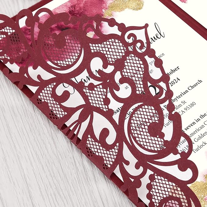 DORIS HOME 50PCS Laser Cut Wedding Invitations - Image 3