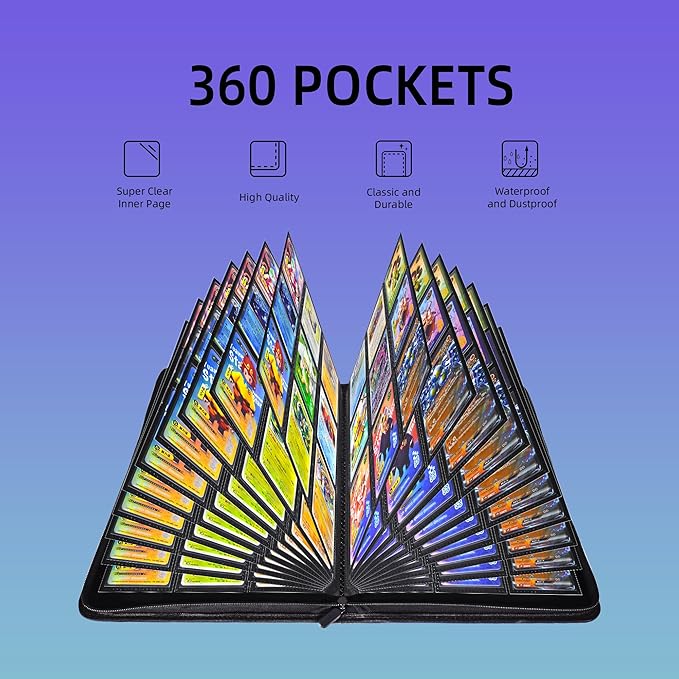 9 Pockets Premium Card Binder 360 Cards Trading Card Binders Zip Card Storage - Image 6